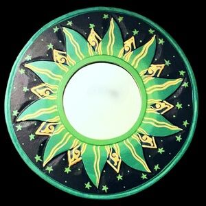 Bali wood carved Sunburst Wall Mirror